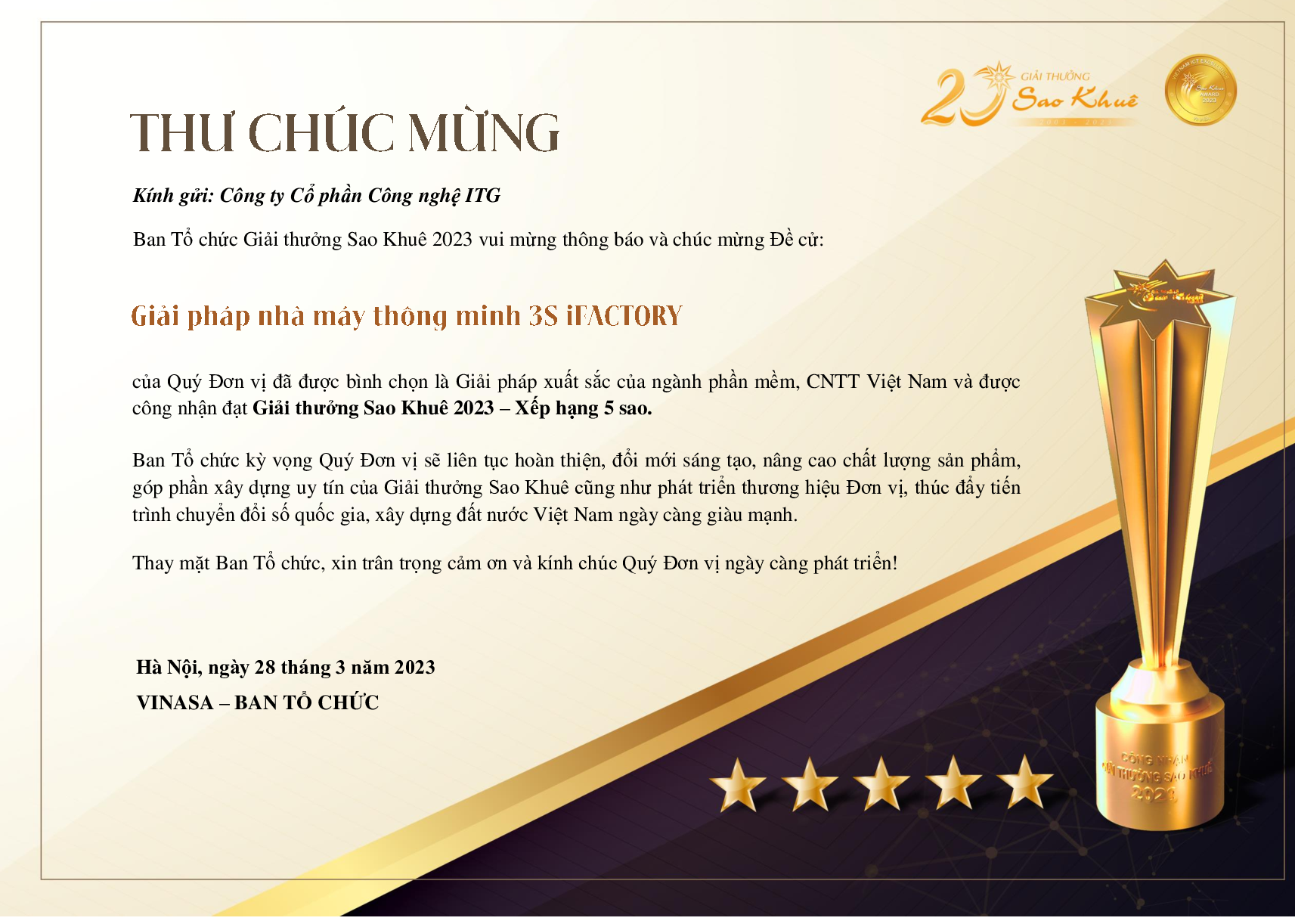 itg đạt danh hiệu sao khuê