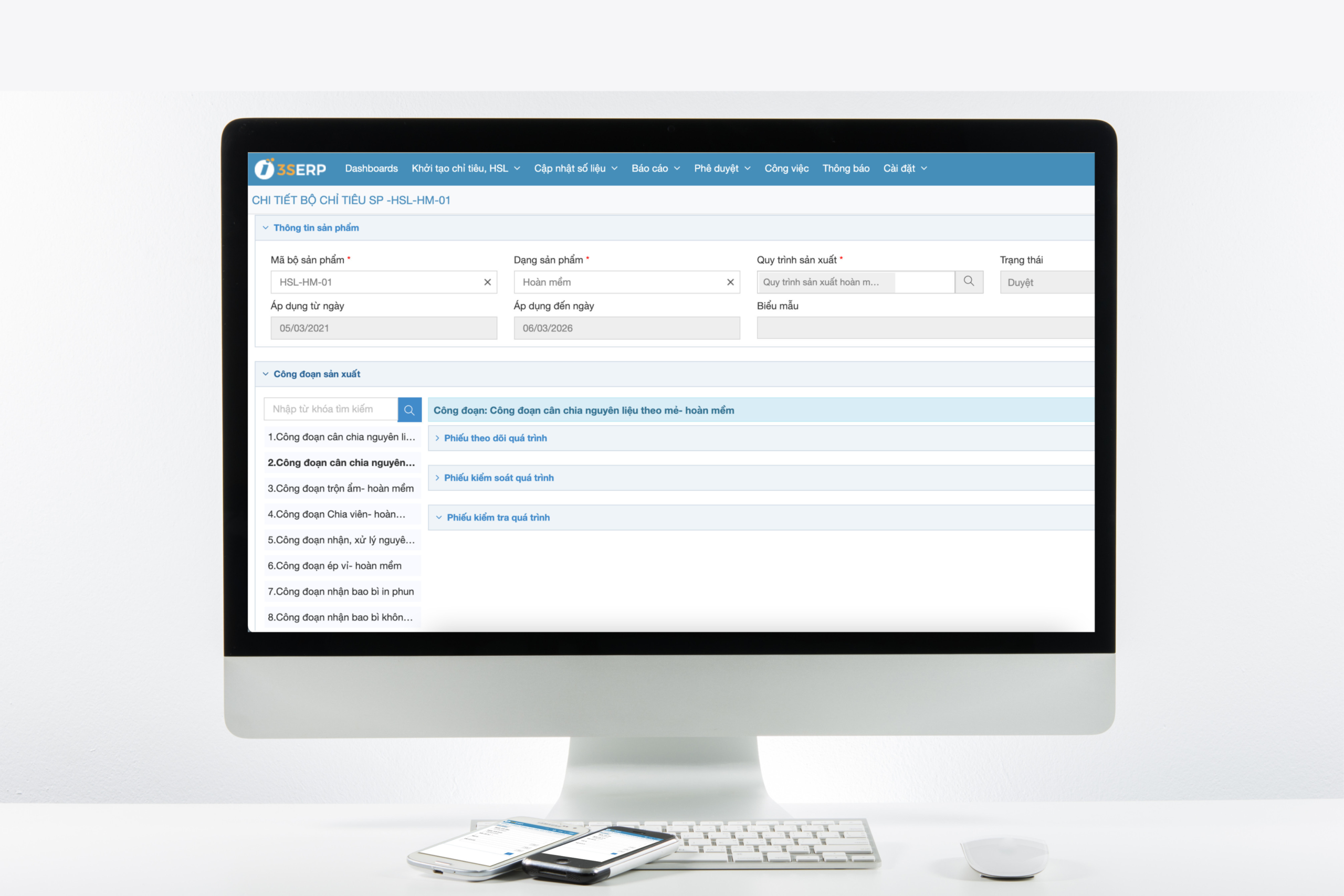 Giao diện hệ thống 3S ERP.iPHARMA ứng dụng cho Traphaco CNC
