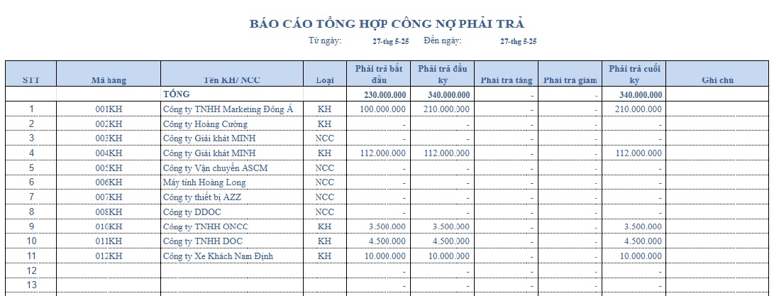file quản lý công nợ bằng excel miễn phí