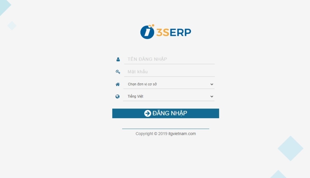 Giao diện đăng nhập của 3S ERP