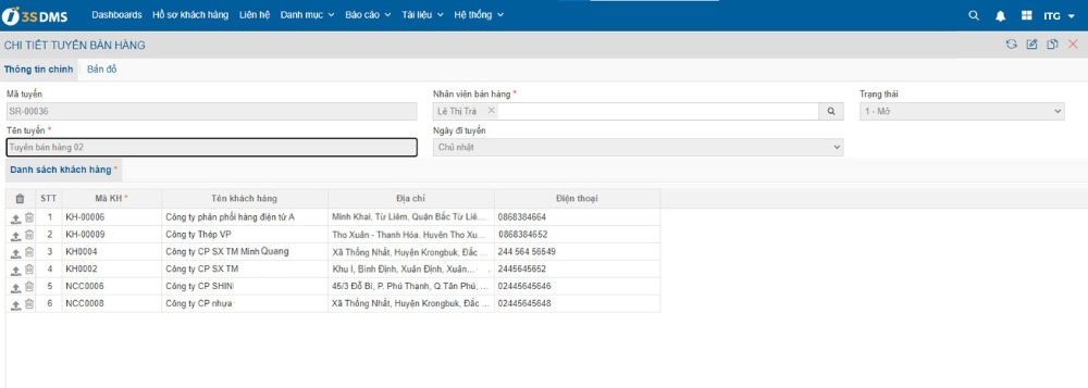 Giao diện chức năng quản trị kênh phân phối 3S DMS