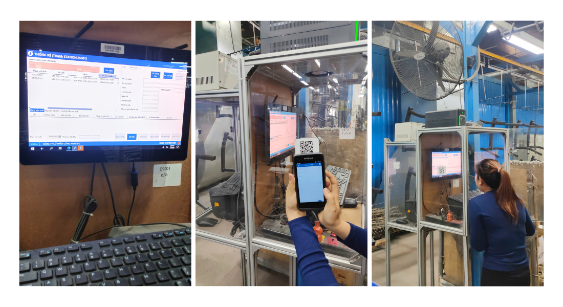 Nhân viên Việt Mỹ Đồng Nai thao tác phần mềm trên màn hình OI đặt tại các trạm