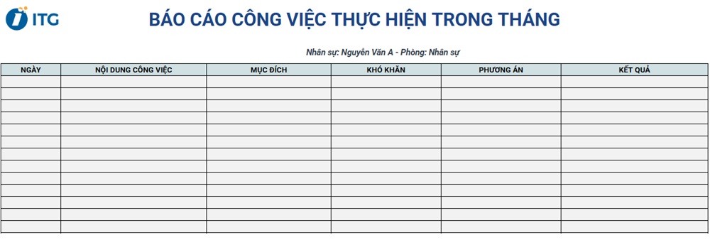 Mẫu báo cáo công việc cho sếp theo tháng