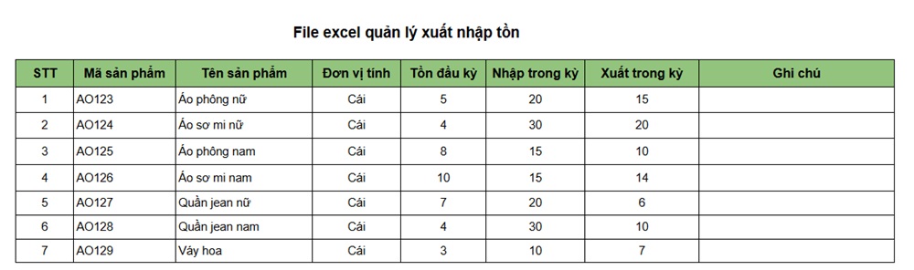 File quản lý xuất/ nhập hàng hóa bằng Excel cơ bản File quản lý xuất/ nhập hàng hóa bằng Excel cơ bản