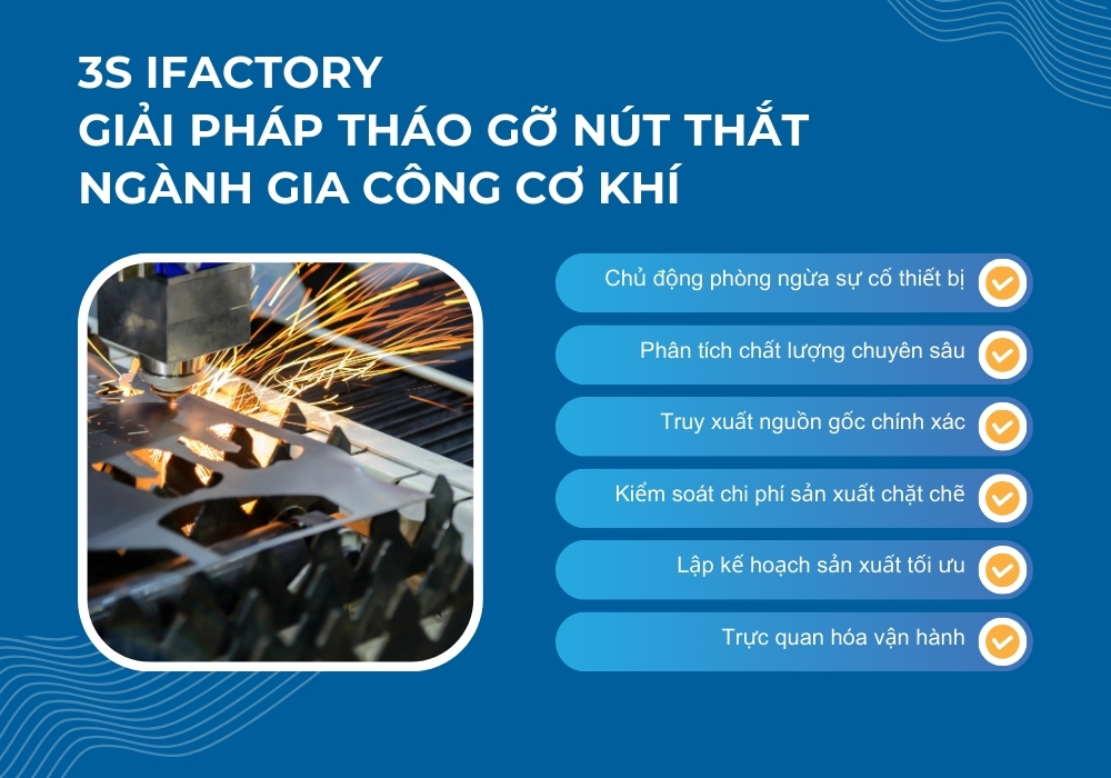 Giải pháp nhà máy thông minh 3S iFACTORY giúp doanh nghiệp gia công cơ khí tháo gỡ các vấn đề thường gặp trong quá trình quản lý - vận hành sản xuất