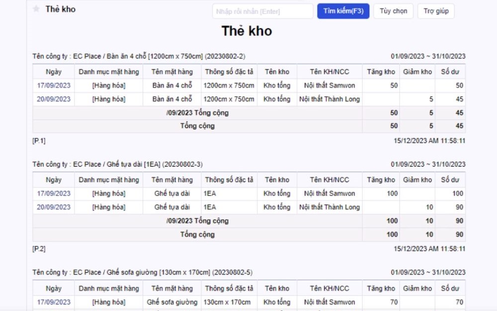 Phần mềm quản lý kho Ecount