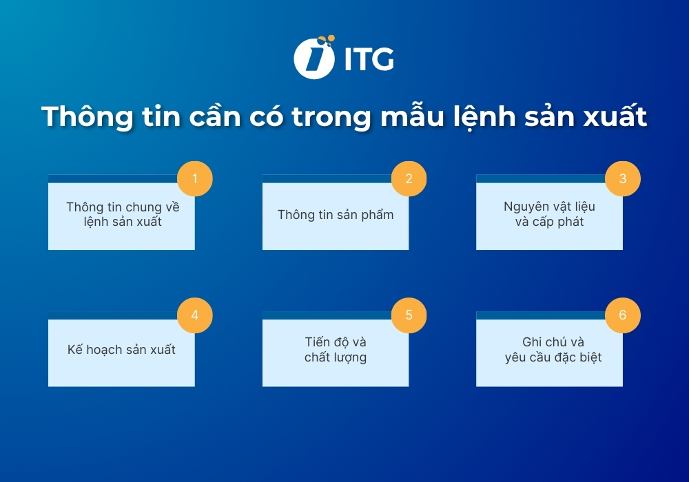 Những thông tin cần có trong mẫu lệnh sản xuất