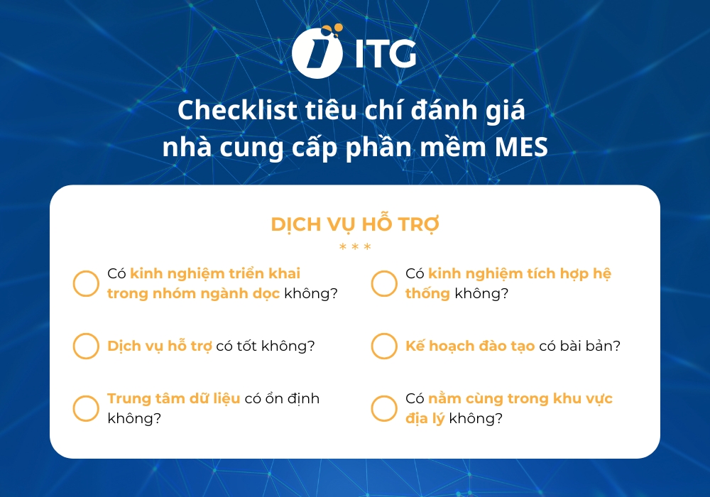 Checklist tiêu chí đánh giá dịch vụ hỗ trợ của nhà cung cấp MES