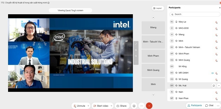 Ông Nguyễn Đức Quế giới thiệu giải pháp chuyển đổi số trong webinar Intel-ITG