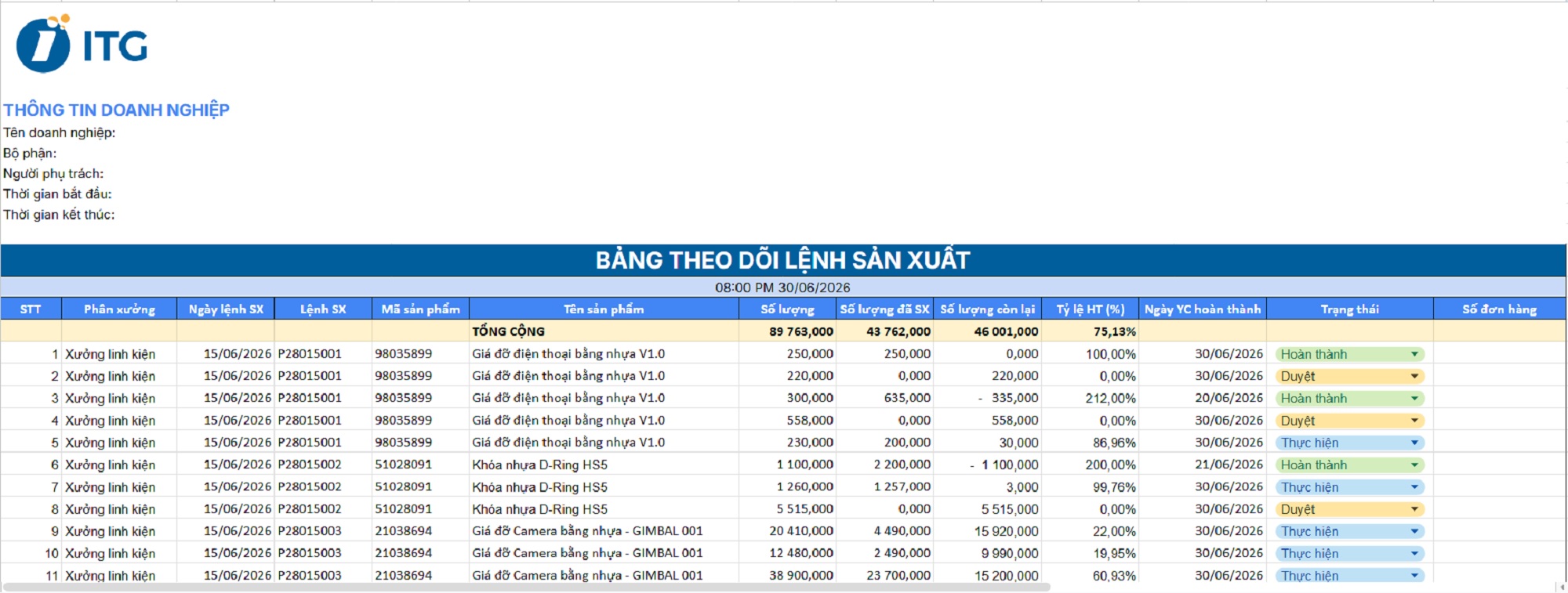 mau bang theo doi lenh san