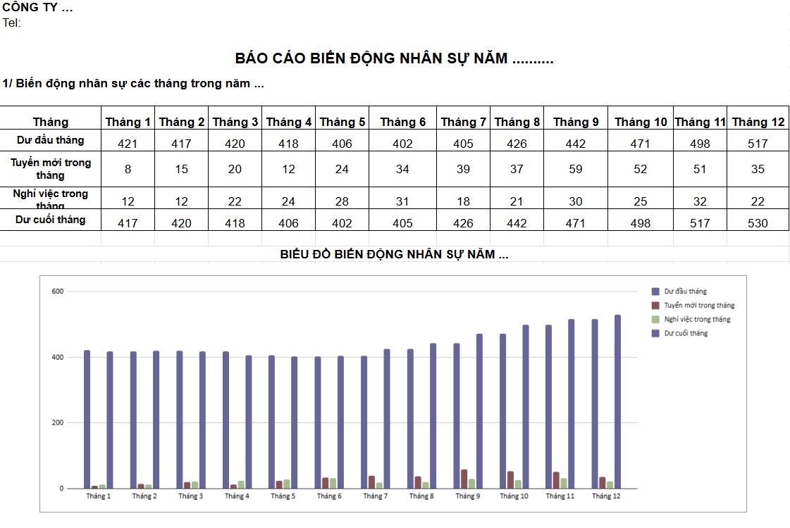 Mẫu báo cáo tổng kết nhân sự cuối năm