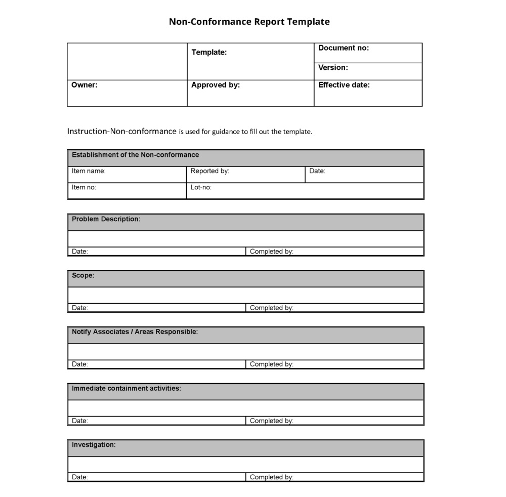 Mẫu báo cáo NCR đơn giản