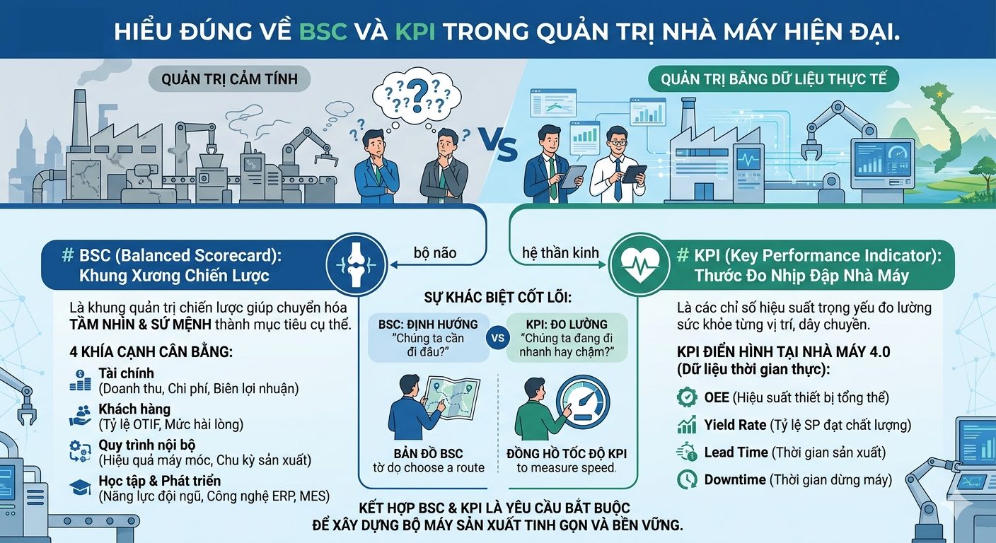 Infographic sự khác biệt giữa BCS và KPI