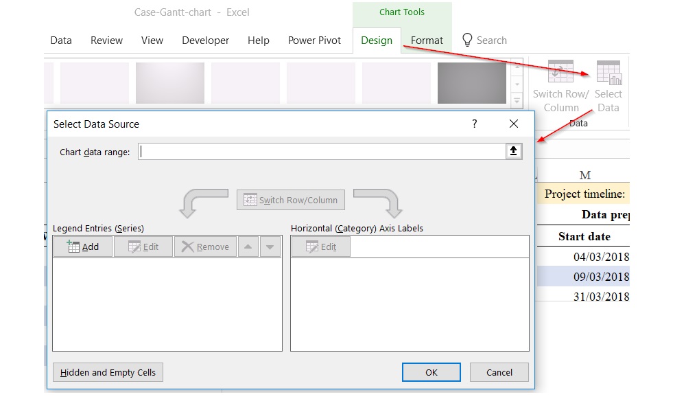 Nạp dữ liệu vào sơ đồ Gantt