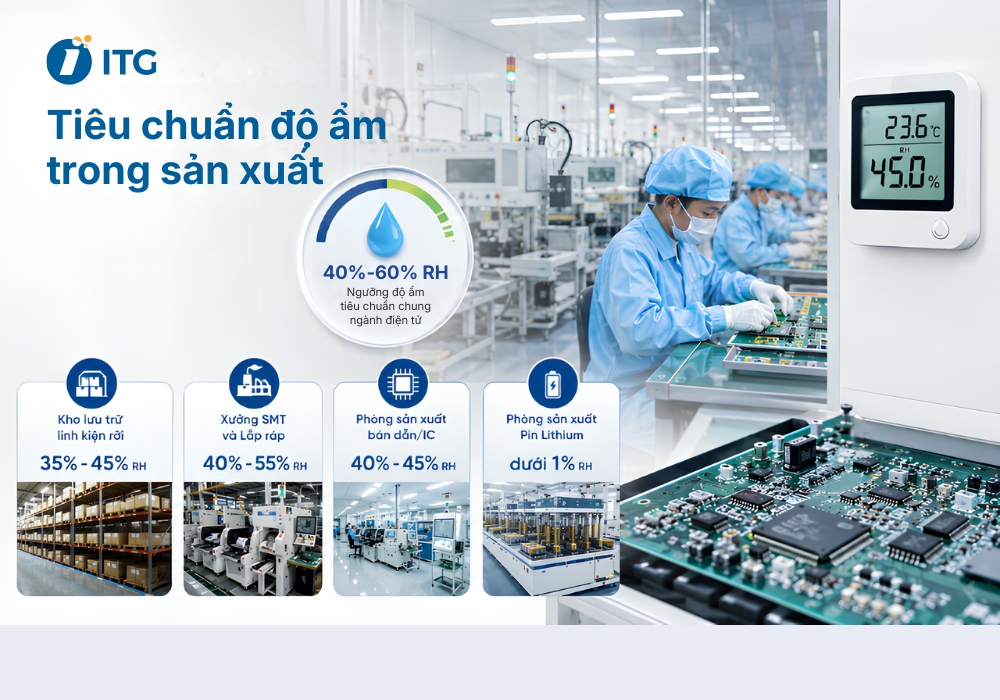 Độ ẩm tiêu chuẩn trong nhà máy sản xuất là bao nhiêu?